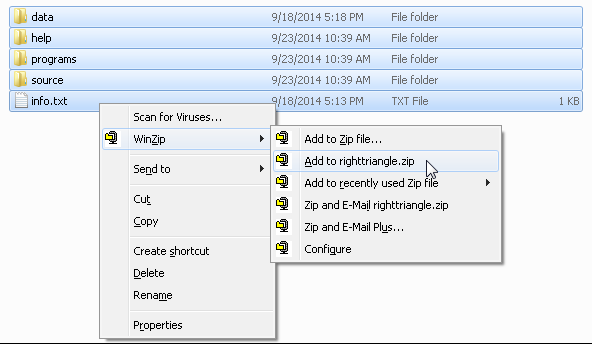 how to add to a folder with winzip