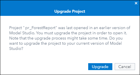 Upgrade Project Window